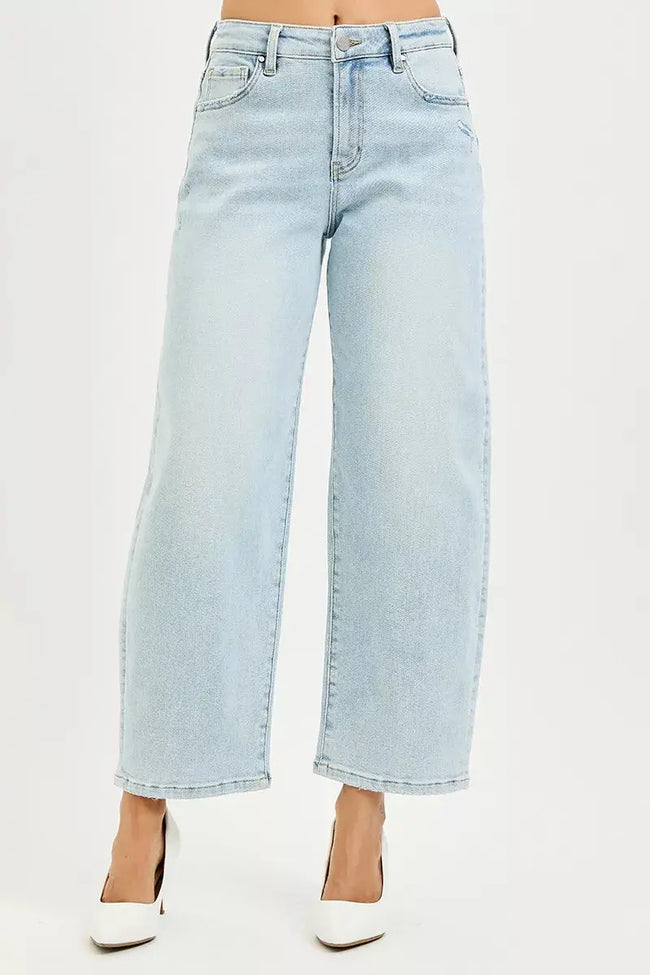 RISEN High Rise Crop Barrel Jeans  Style Ratio