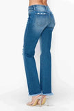 bytos Full Size Raw Hem Distressed Mid Rise Straight Jeans  Style Ratio