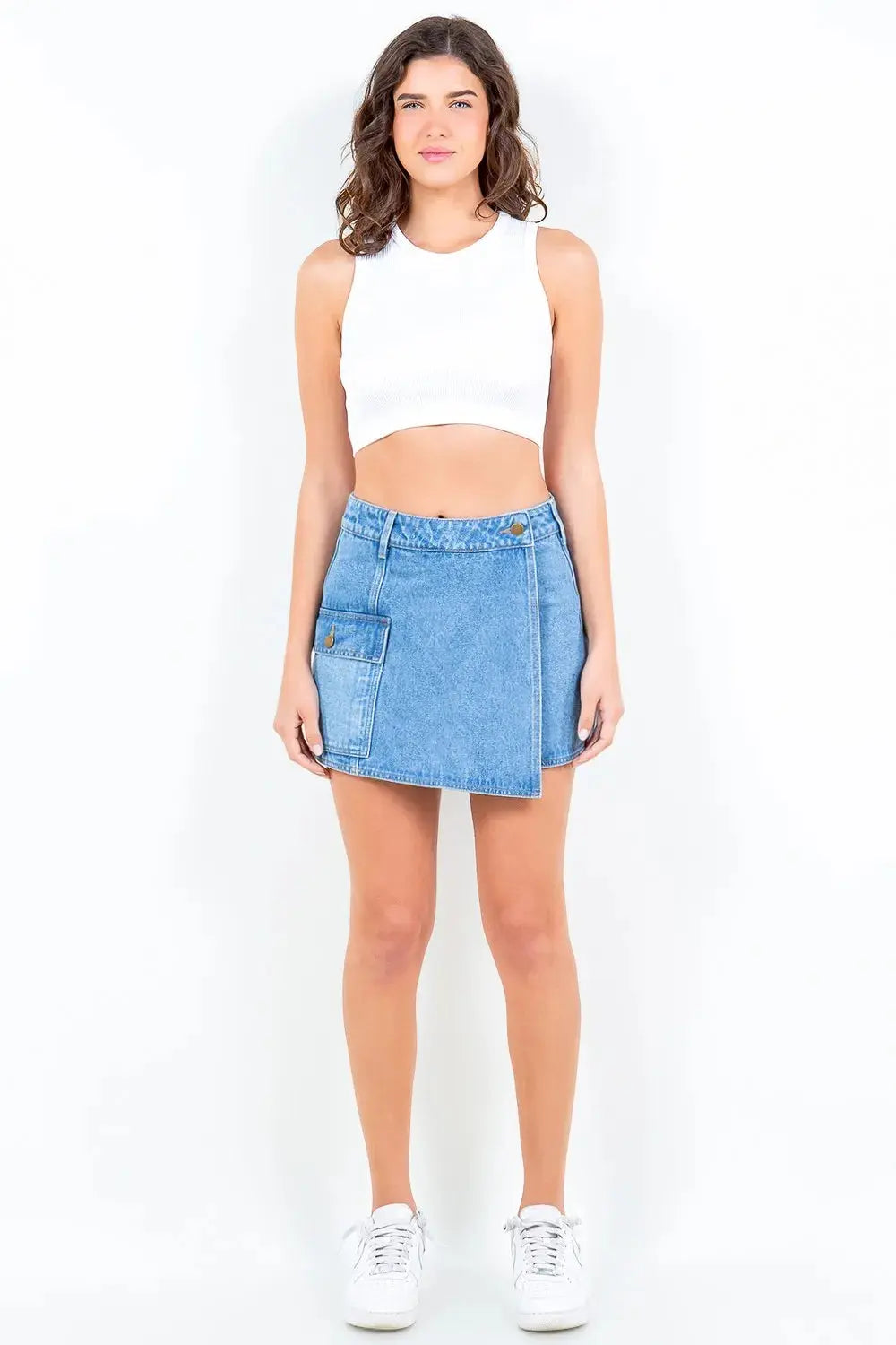 American Bazi Cargo Pocket Denim Skort  Style Ratio