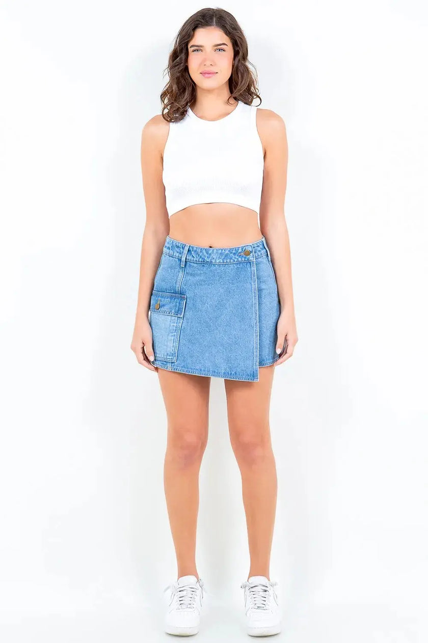 American Bazi Cargo Pocket Denim Skort  Style Ratio