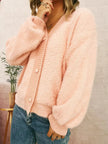 Fuzzy Button-Up Long Sleeve Cardigan  Style Ratio