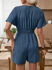 Casual V-Neck Elastic Waist Romper  Style Ratio