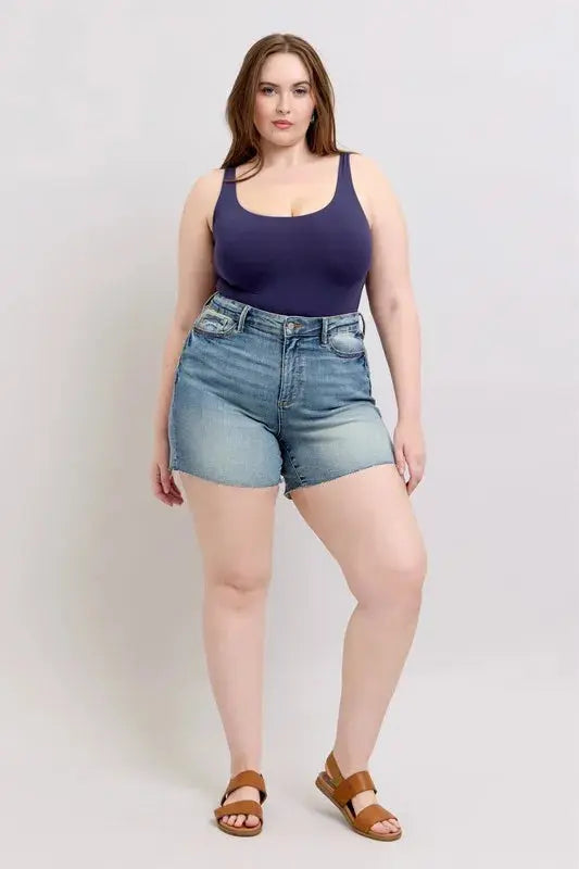 Judy Blue High Waist Star Seam Detail Denim Shorts  Style Ratio