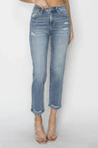 RISEN Full Size High Waist Distressed Cropped Jeans  Style Ratio