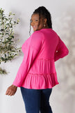 Double Take Half Button Long Sleeve Ruffle Hem Blouse  Style Ratio