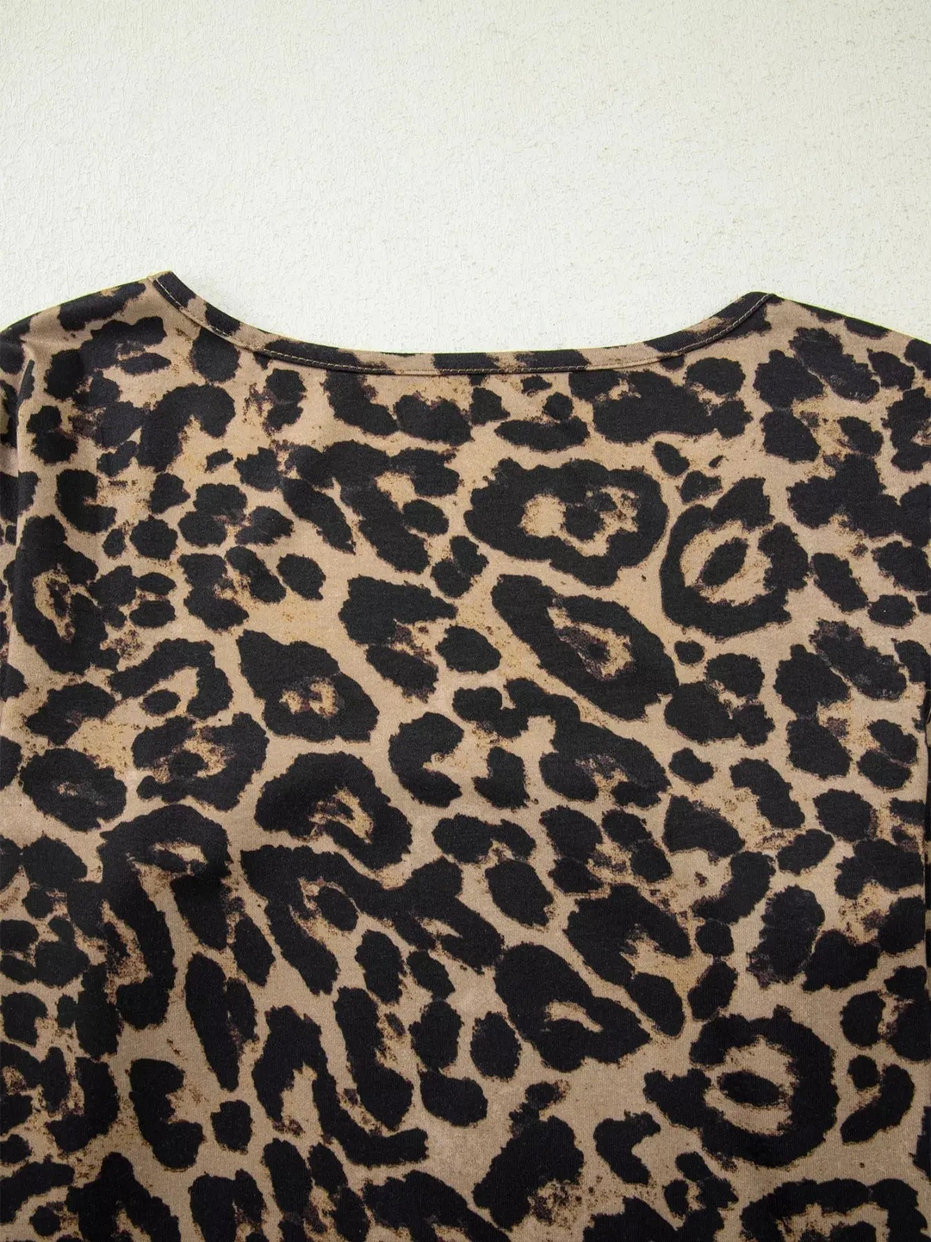 Leopard Print Square Neck Long Sleeve Top  Style Ratio