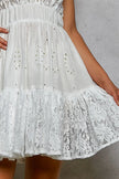 POL Halter Lace Patch Ruffle Mini Dress with Adjustable Tie on Back  Style Ratio