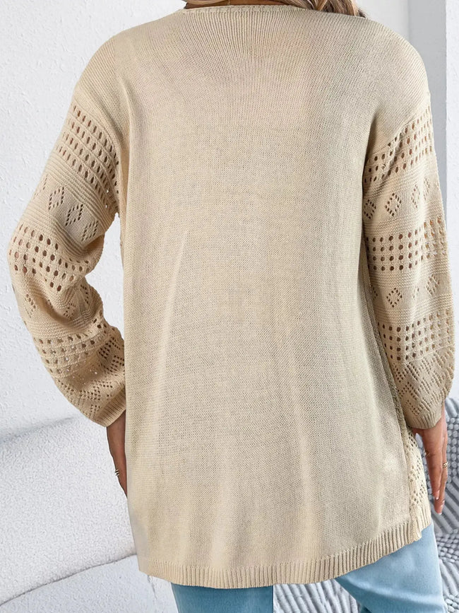Hollowed Knit Open Front Cardigan  Style Ratio