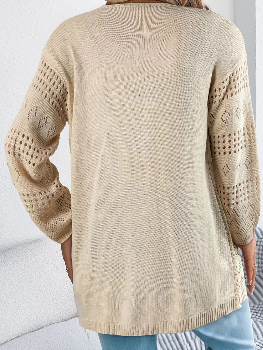 Hollowed Knit Open Front Cardigan  Style Ratio