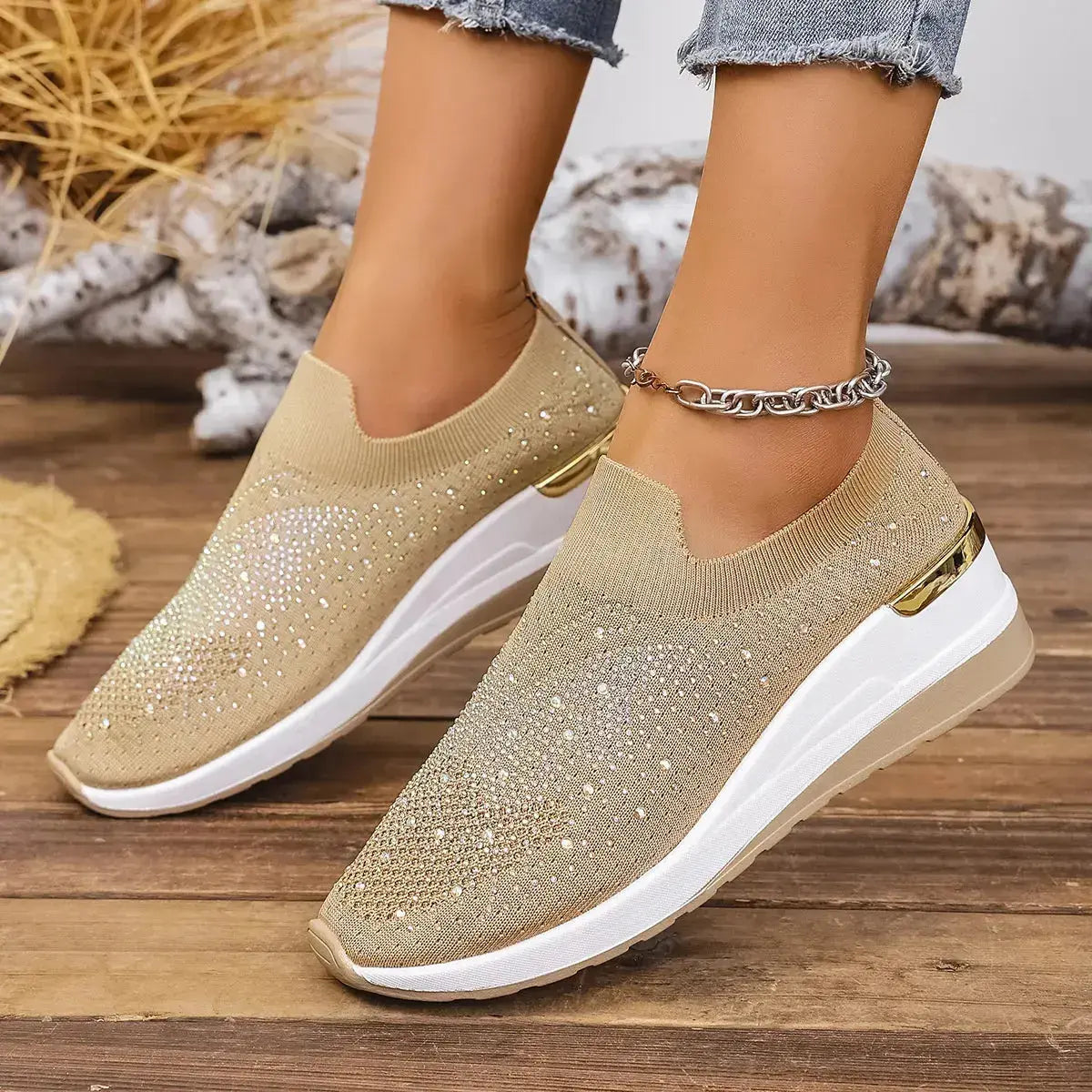 Rhinestone Wedge Sneakers  Style Ratio