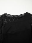 Asymmetric Sheer Floral Lace Long Sleeve Top  Style Ratio