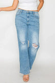 bytos Full Size Distressed High Rise Straight Jeans  Style Ratio