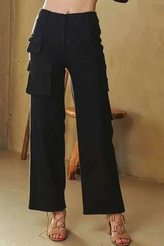 Davi & Dani Flap Pocket Mid Rise Cargo Pants  Style Ratio