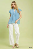 Umgee Scalloped Trim Flutter Sleeve Top  Style Ratio