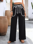Crochet Trim Tie Waist Wide Leg Pants  Style Ratio
