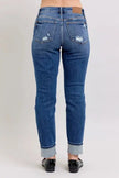 Judy Blue Full Size Mid Rise Boyfriend destroy Jeans with Yoke Pockets  Style Ratio