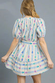 Umgee Printed Tie Waist Puff Short Sleeve Mini Dress  Style Ratio