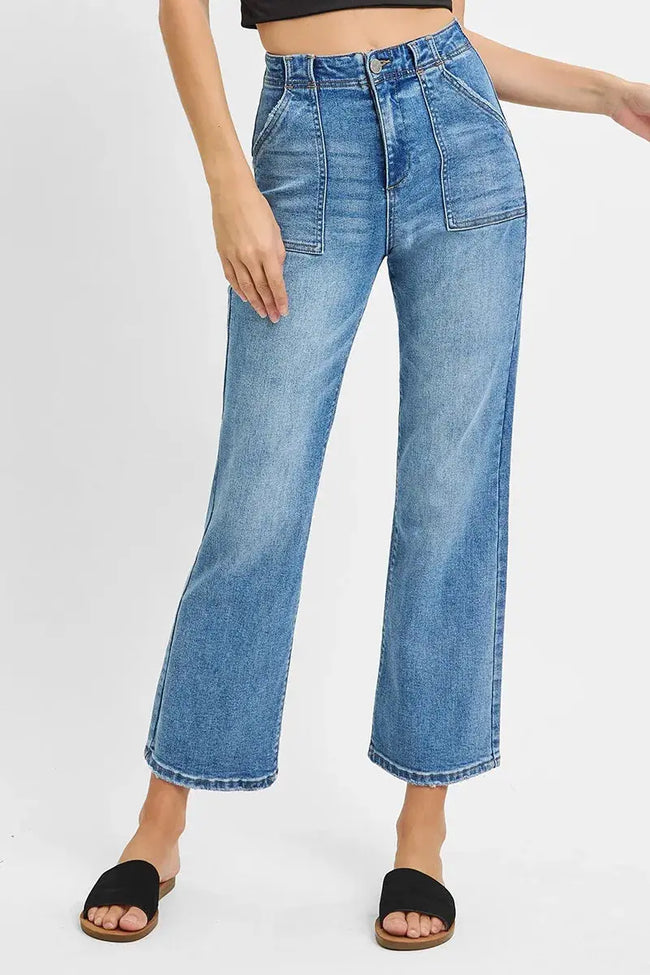 RISEN Full Size High Waisted Bootcut Cropped Jeans  Style Ratio