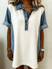 Denim Patchwork Button Front Mini Dress  Style Ratio