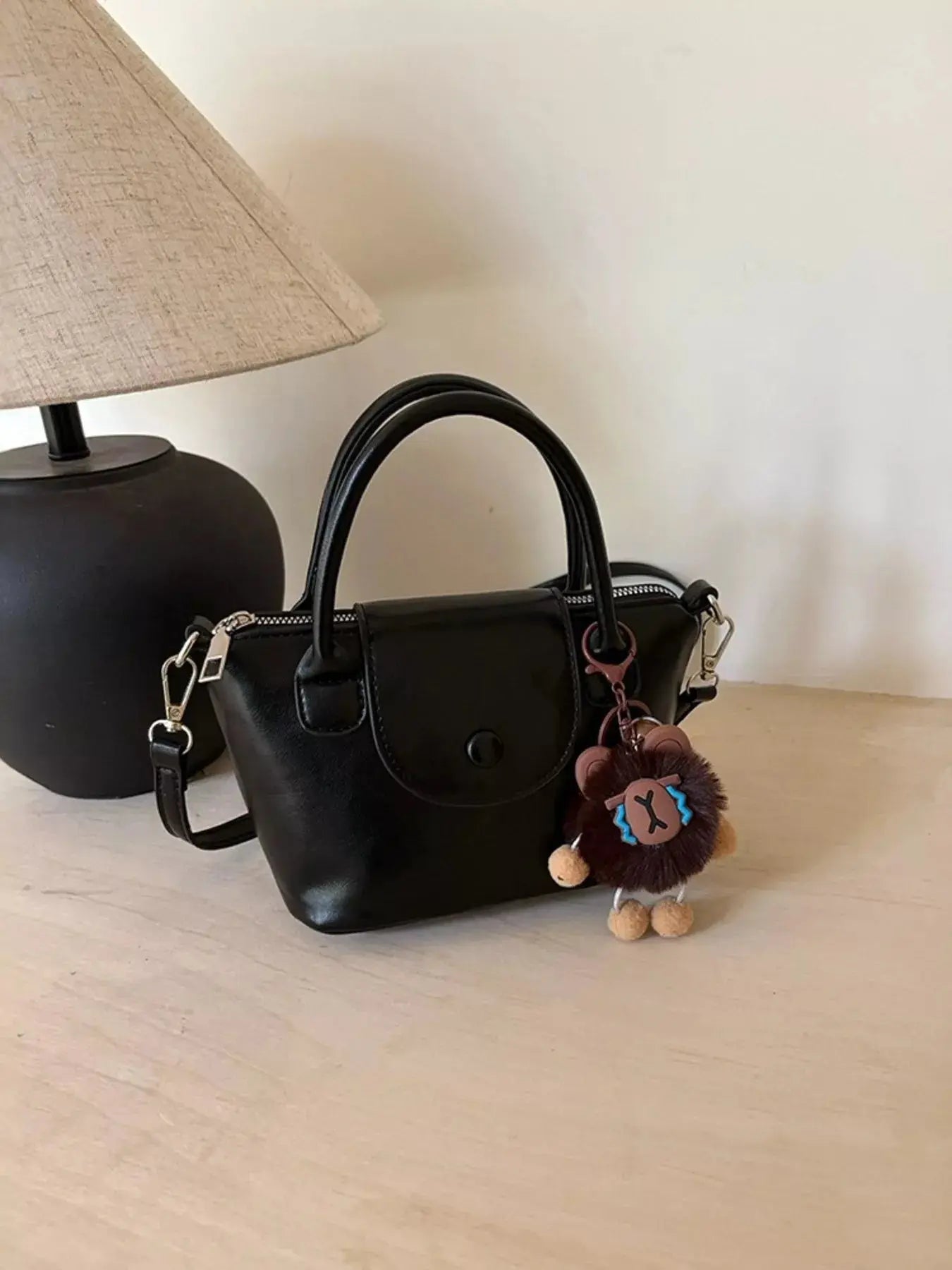 Two-Tone Flap Decor Crossbody Bag with Charm  Style Ratio