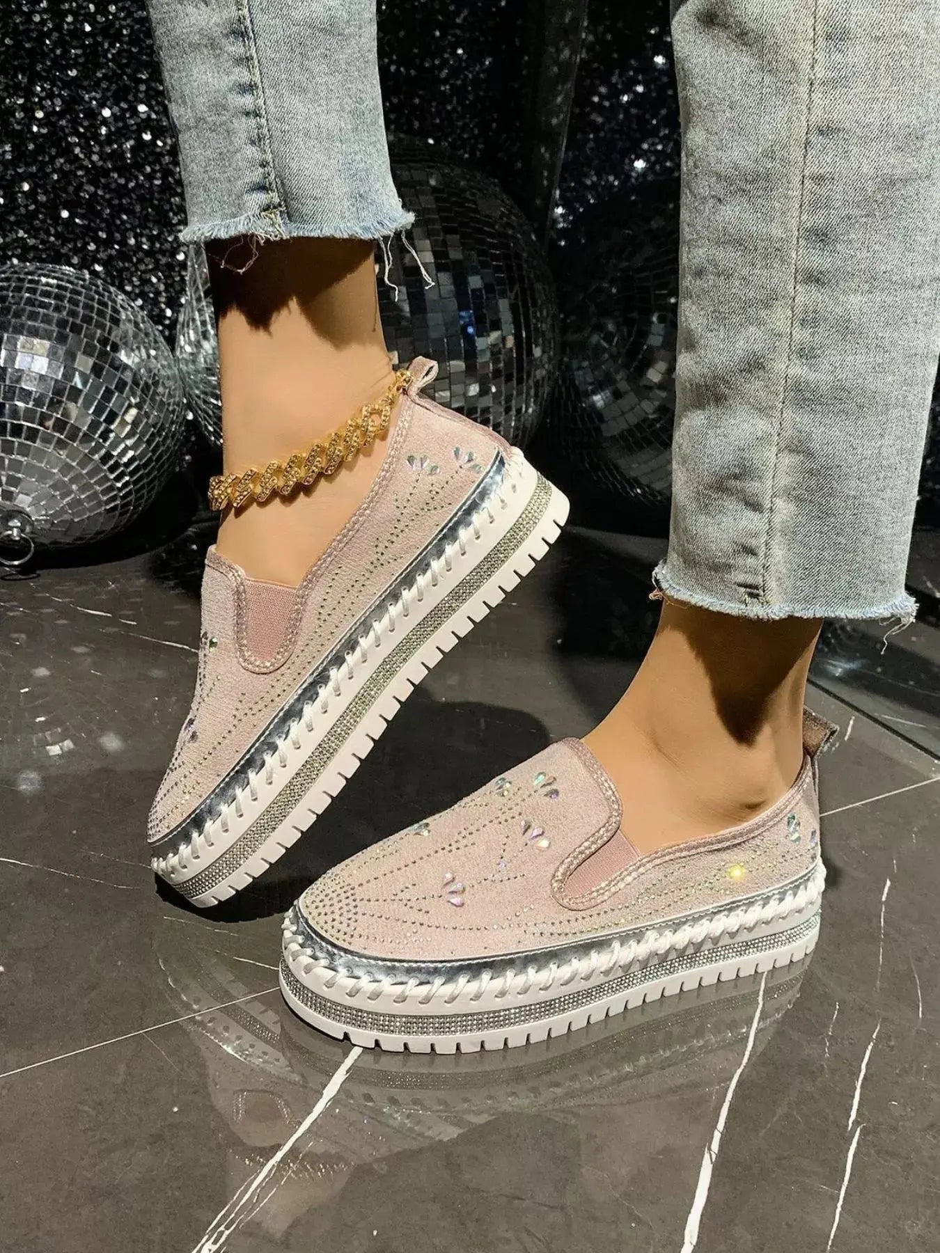 Rhinestone Embellished Platform Loafers  Style Ratio