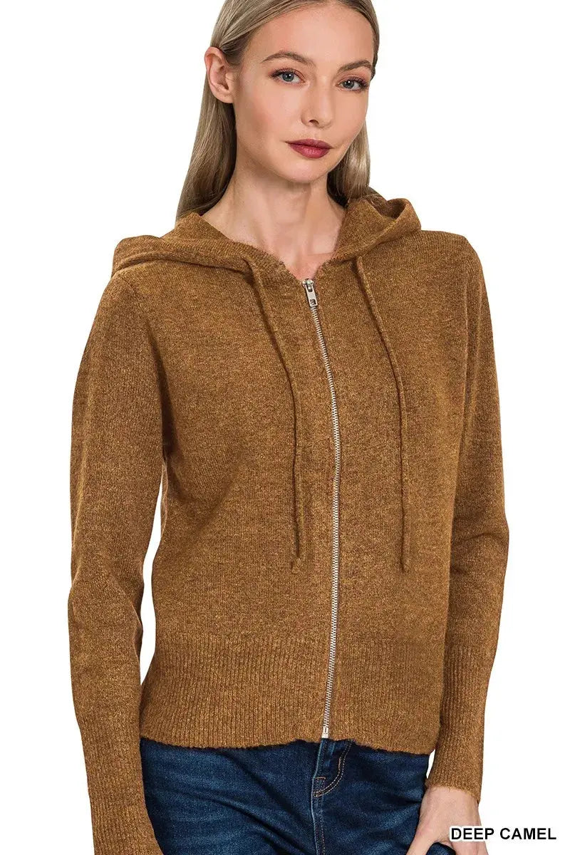 Zenana Drawstring Zip Up Hoodie  Style Ratio