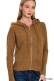 Zenana Drawstring Zip Up Hoodie  Style Ratio