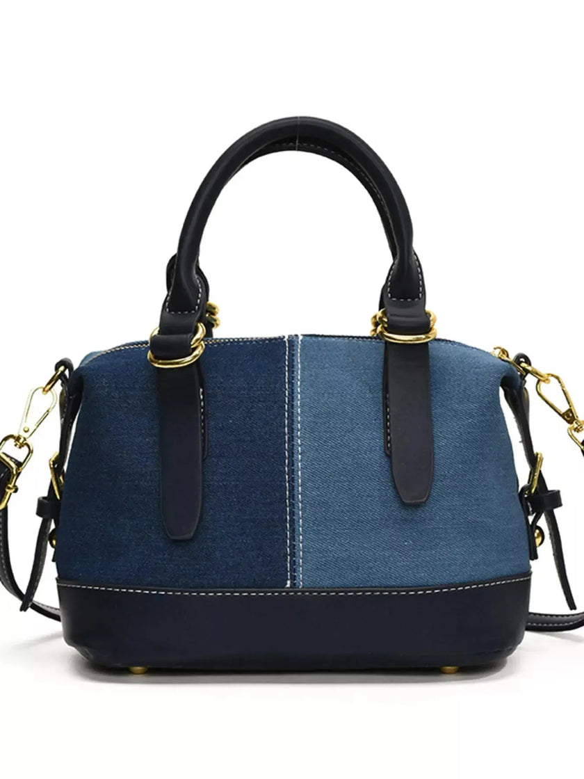 Two-Tone Denim Barrel Crossbody Bag  Style Ratio