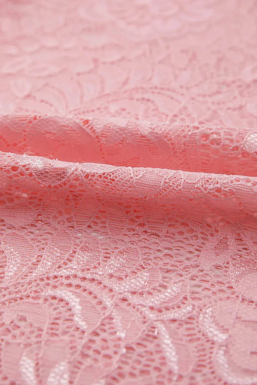 Lace Flower Round Neck Long Sleeve Top  Style Ratio