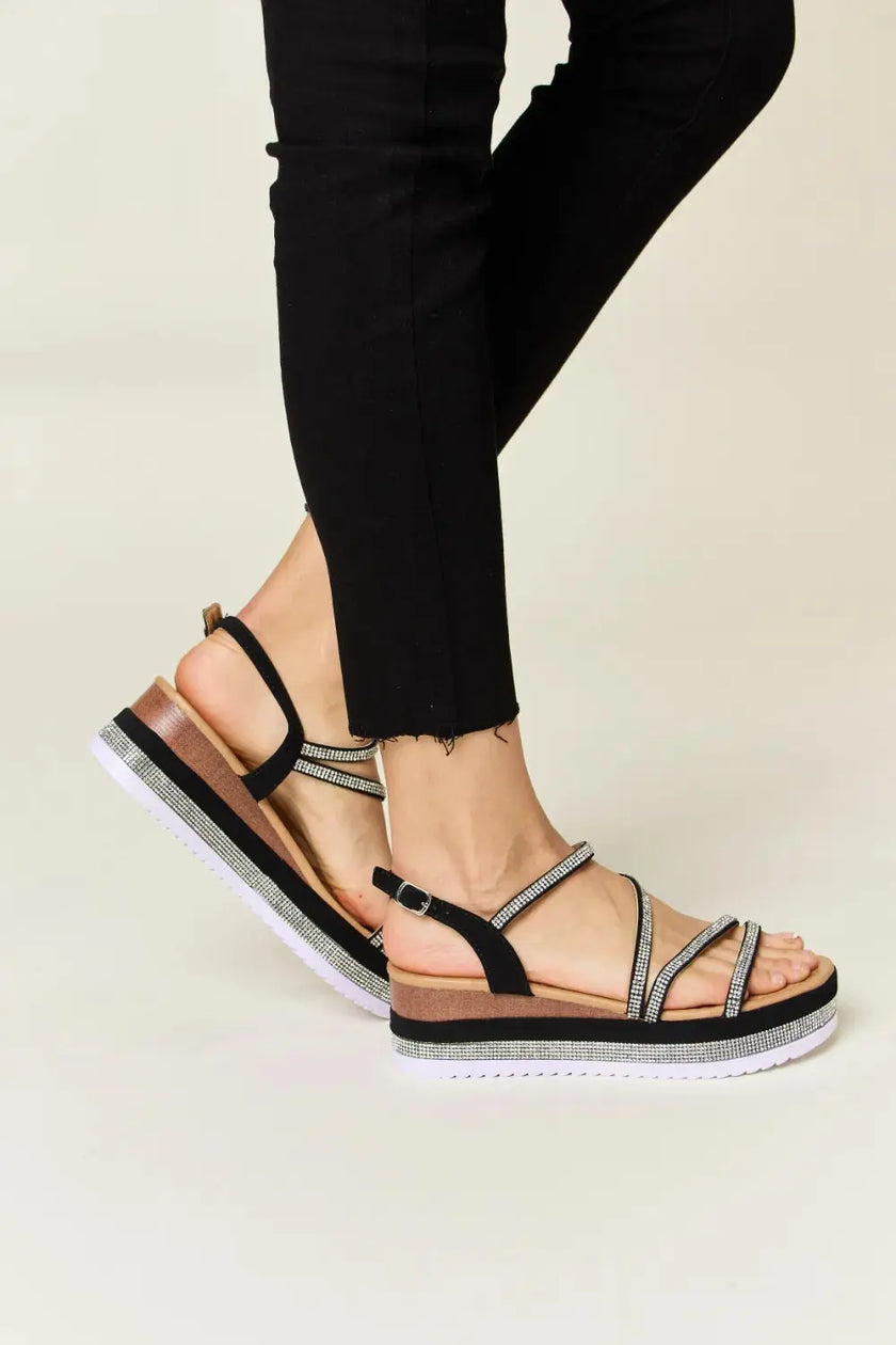 Forever Link Rhinestone Strappy Wedge Sandals  Style Ratio
