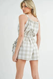 Mable Plaid Sleeveless Button Down Romper  Style Ratio