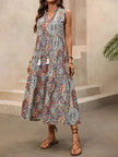 Paisley Print Tie Neck Sleeveless Midi Dress  Style Ratio