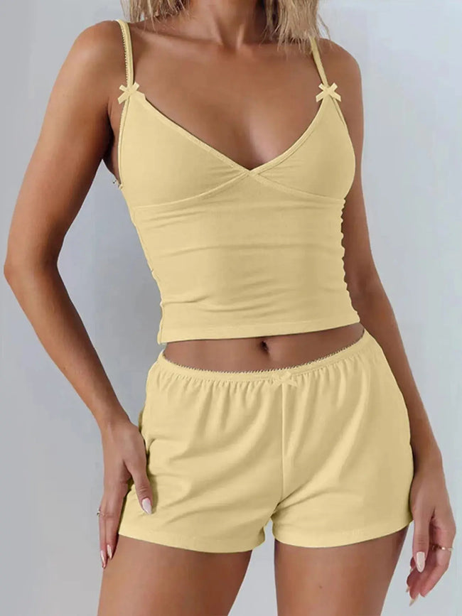 V-Neck Cami and Shorts Loungewear  Style Ratio