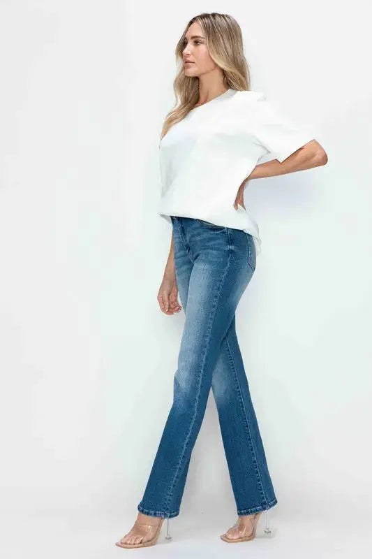 bytos Full Size Distressed High Rise Jeans with Pockets  Style Ratio