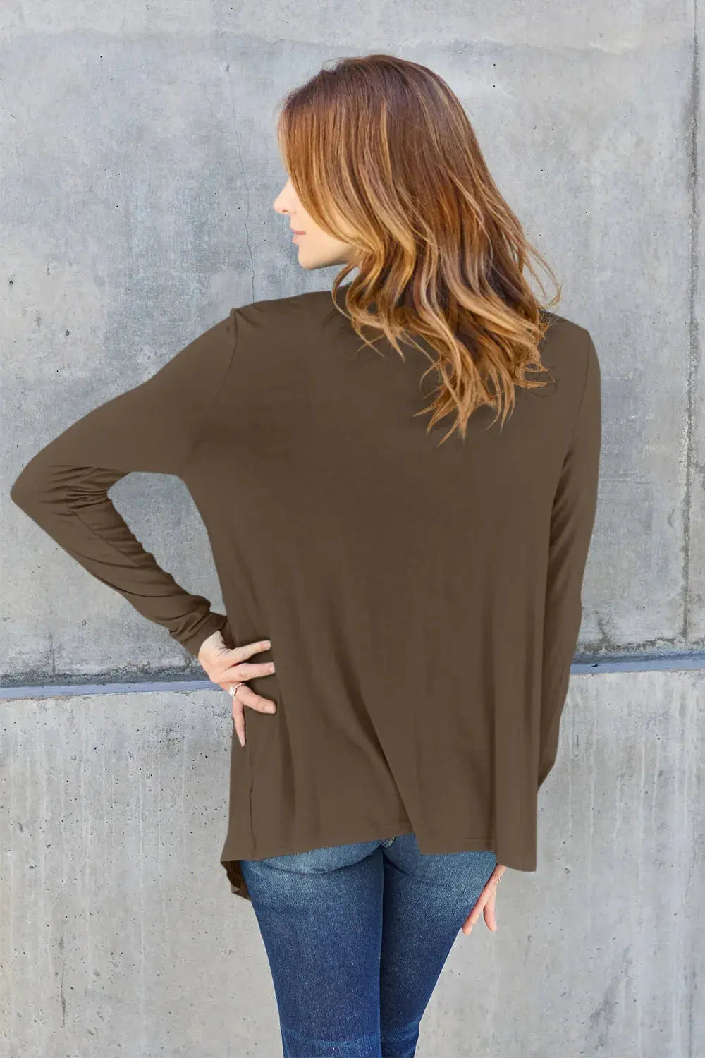 Basic Bae Full Size Open Front Long Sleeve Cardigan  Style Ratio