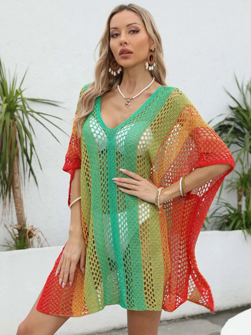 Rainbow Gradient Crochet Beach Cover Up  Style Ratio