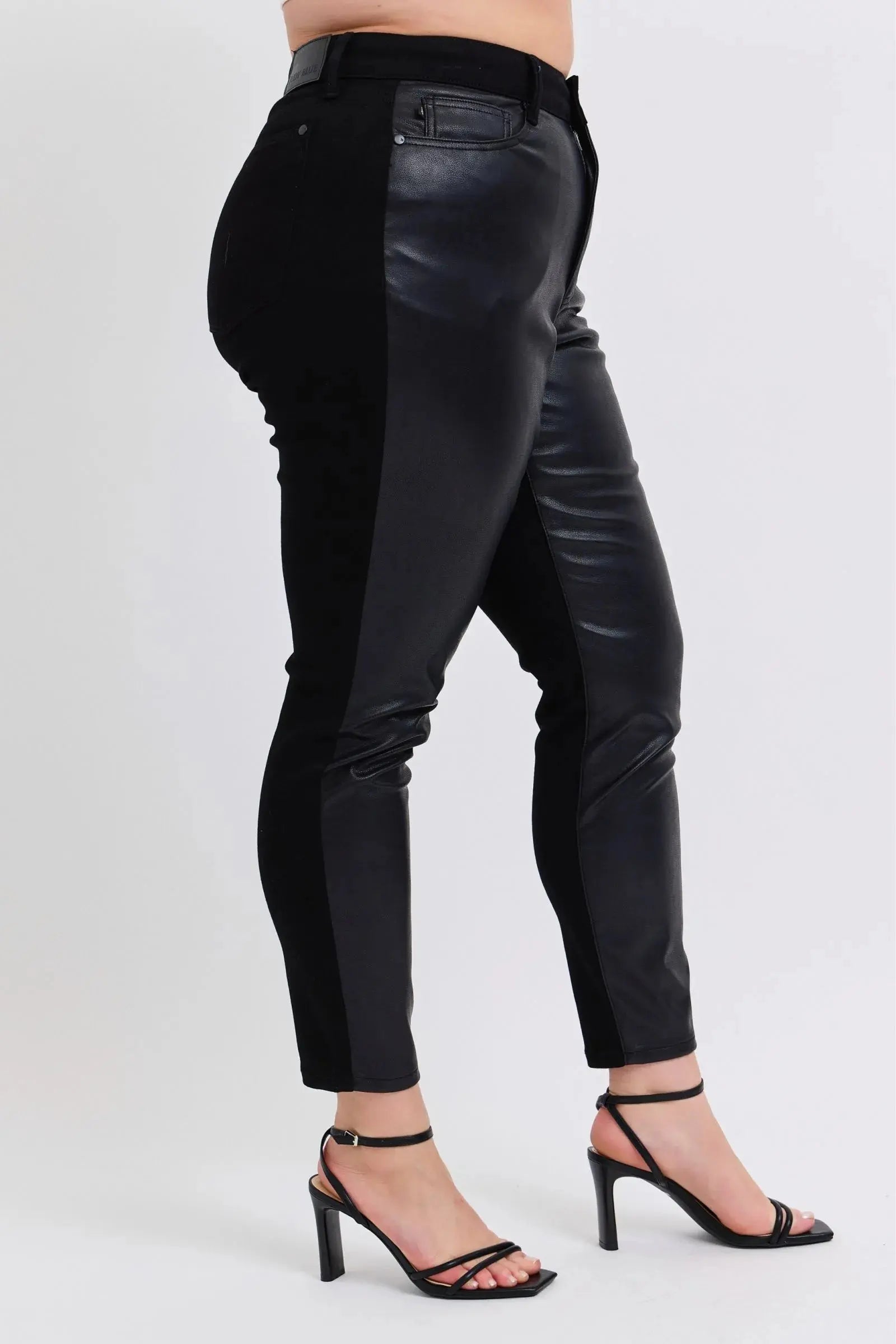 Judy Blue Plus Size HW Faux Leather Skinny Pants  Style Ratio
