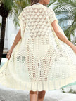 Open Front Short Sleeve Openwork Cover-Up  Style Ratio