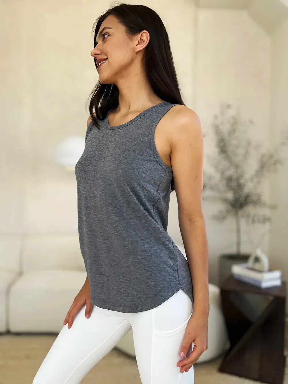 Basic Bae Full Size Round Neck Curved Hem Tank  Style Ratio