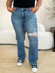 Judy Blue Mid Rise Distressed Jeans Trendsi