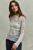 SO ME Lace 3d Effect Floral Layering Long Sleeve Top  Style Ratio