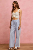 SO ME Wide Check  Pants With Side Lace Trim And Piping  Style Ratio
