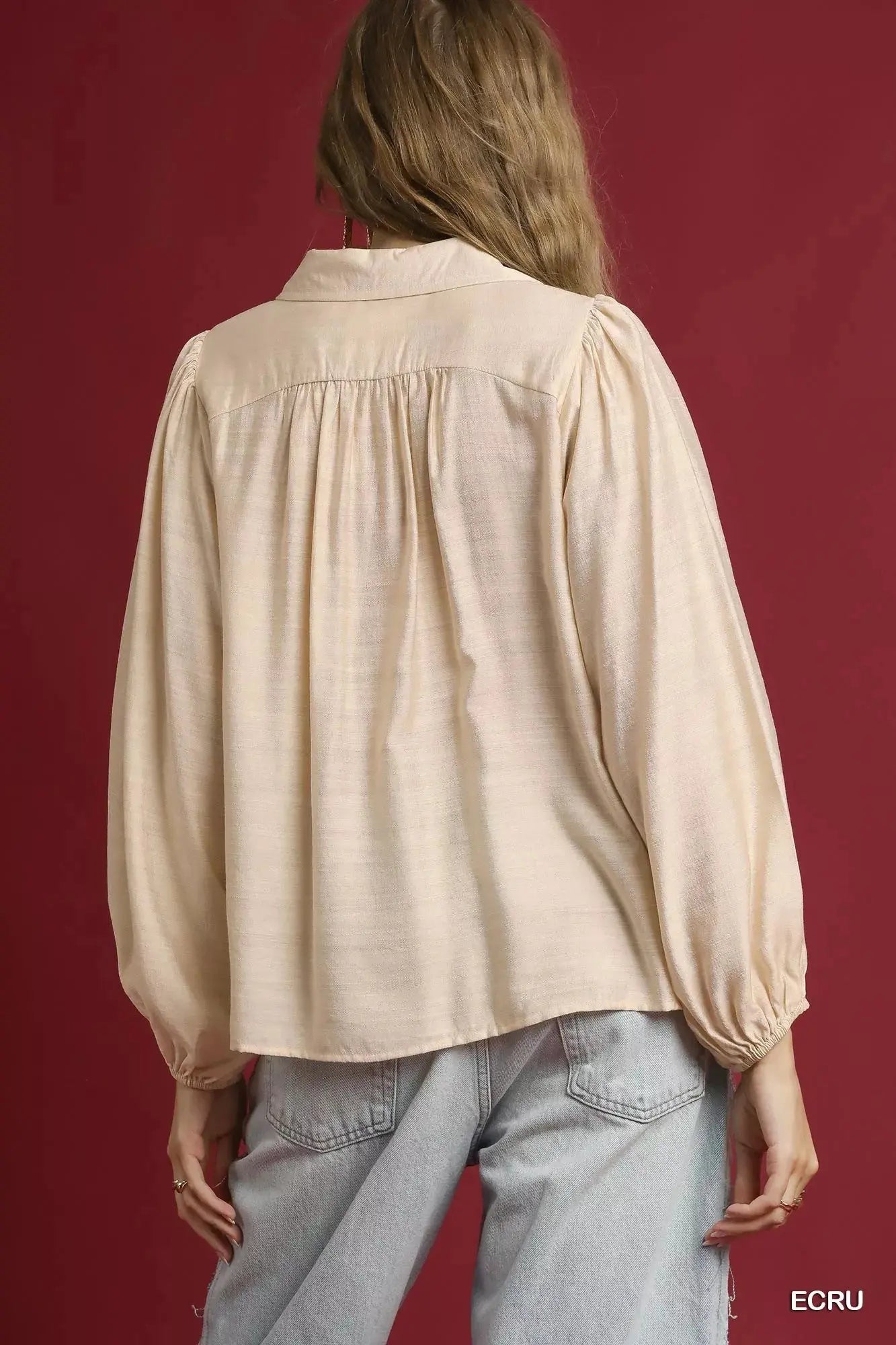 Umgee Long Sleeve Blouse with Leopard Print Trim  Style Ratio
