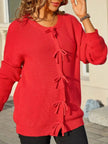 Ribbed Knit Bow Tie Cardigan  Style Ratio