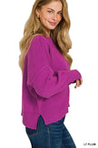 Zenana Wide Neck Band Drop Shoulder Sweater  Style Ratio