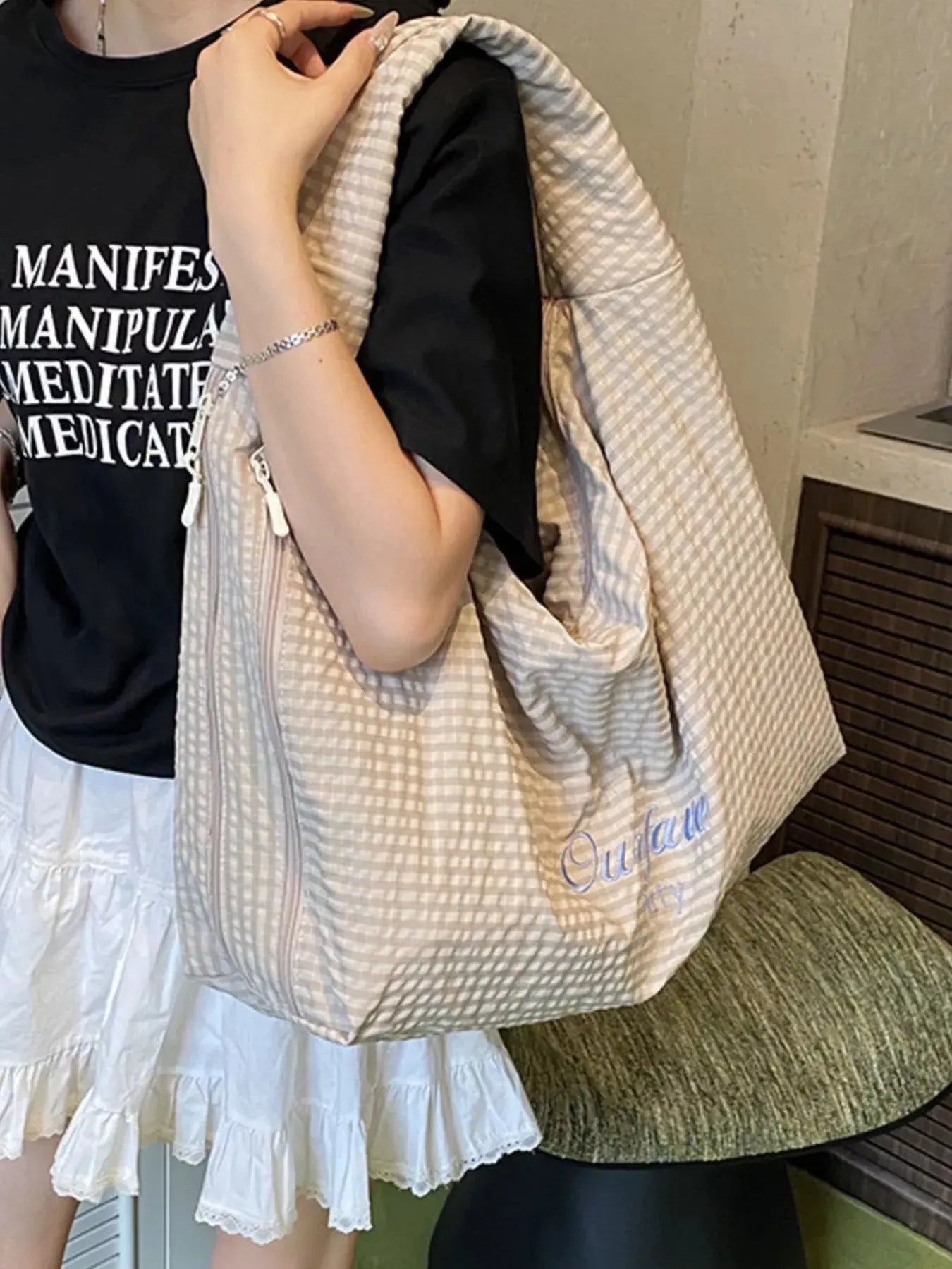 Casual Style Plaid Handbag  Style Ratio