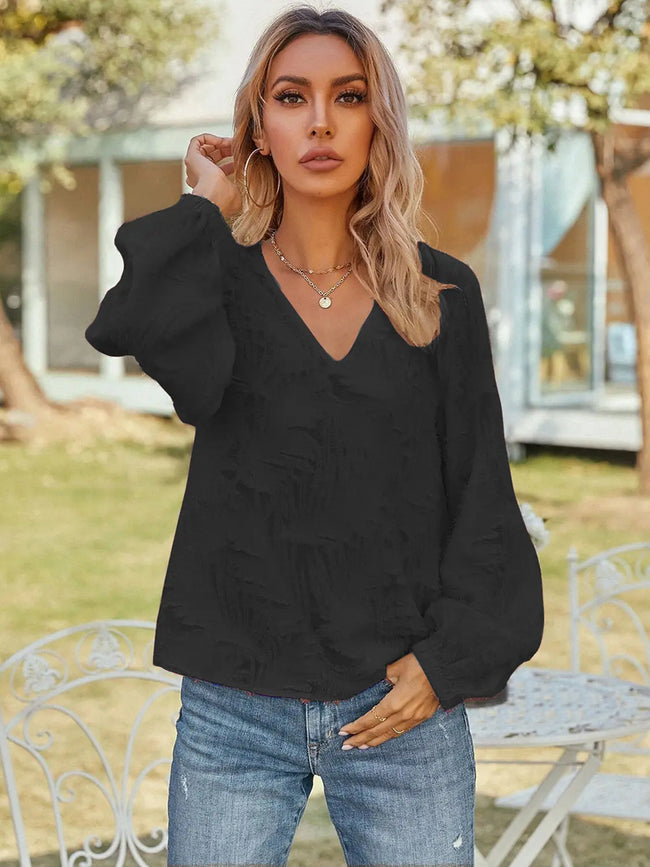 V-Neck Long Sleeve Blouse  Style Ratio