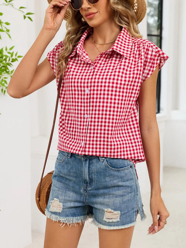 Gingham Button Down Short Sleeve Shirt  Style Ratio