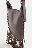Fame Rivet Trim Suede Fringe Shoulder Bag  Style Ratio