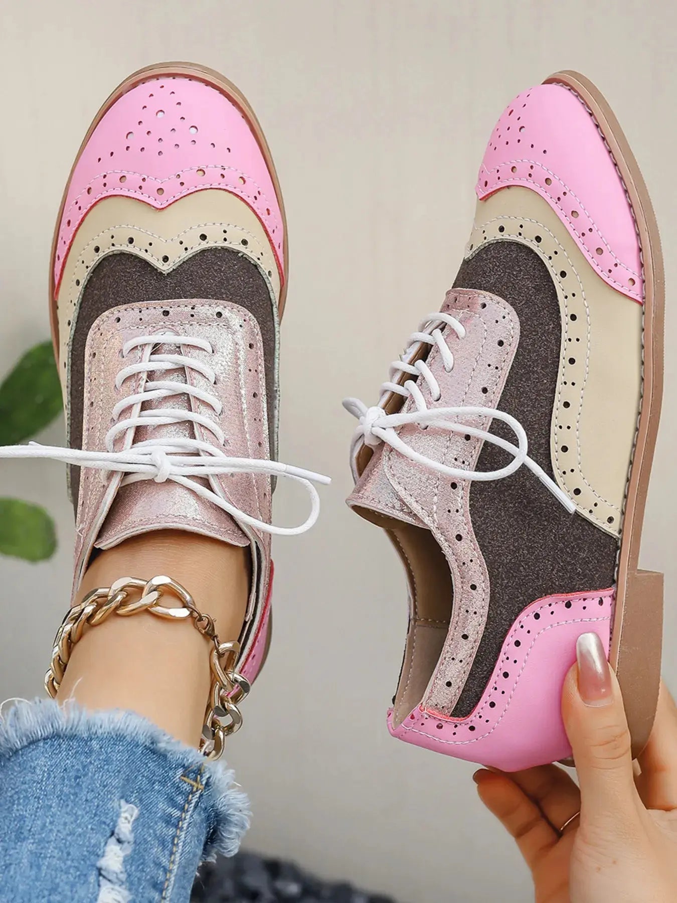 Round Toe Flats Color Block Loafers  Style Ratio